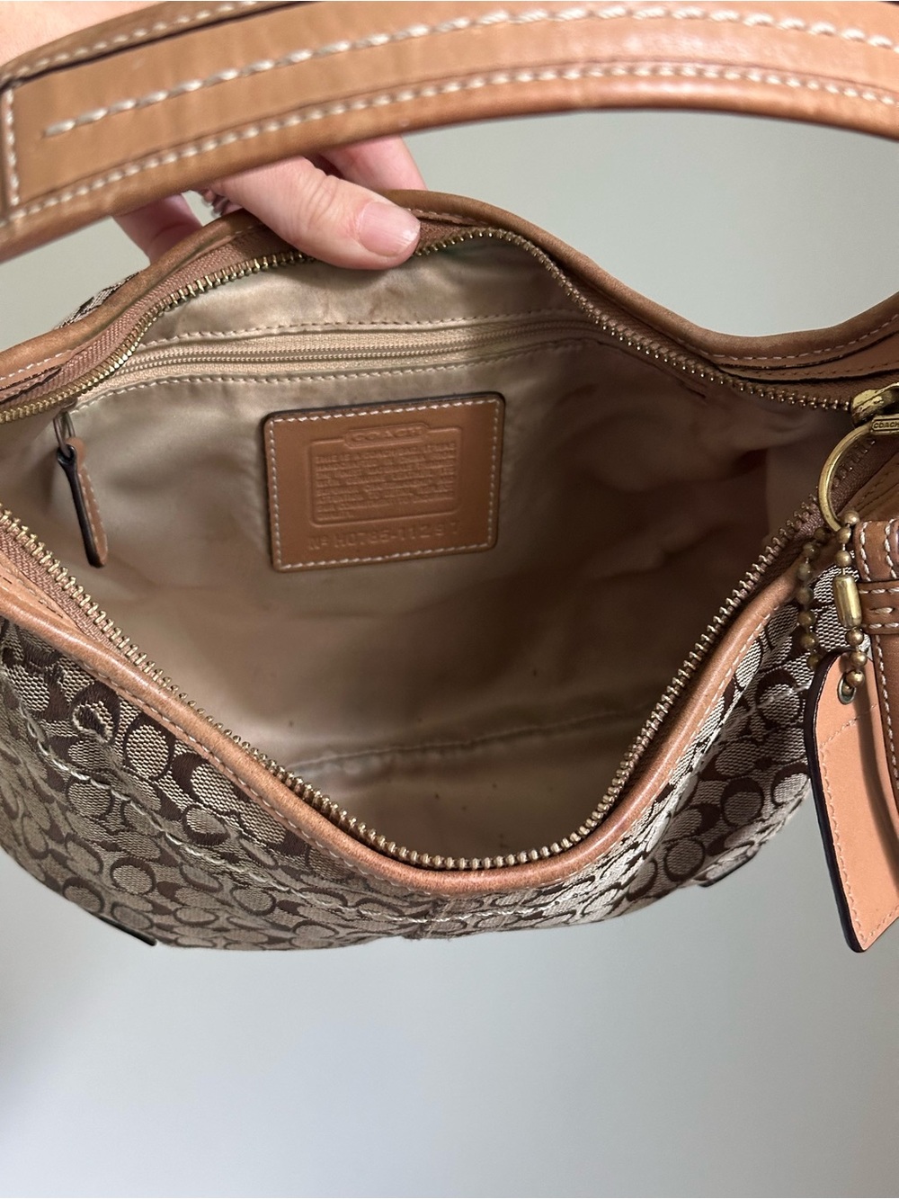 Coach Signature Shoulder Purse CC Logo Sufflette 10776 Light Brown Vintage - Picture 12 of 14